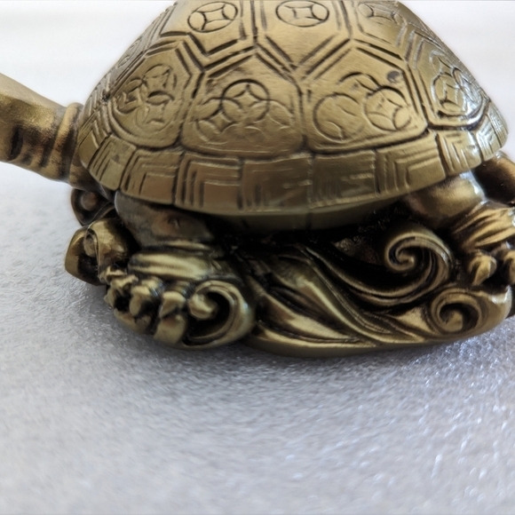 3" Gold Feng Shui Lucky Turtle Statue Figurine Paperweight Gift Home Decor - Picture 8 of 10